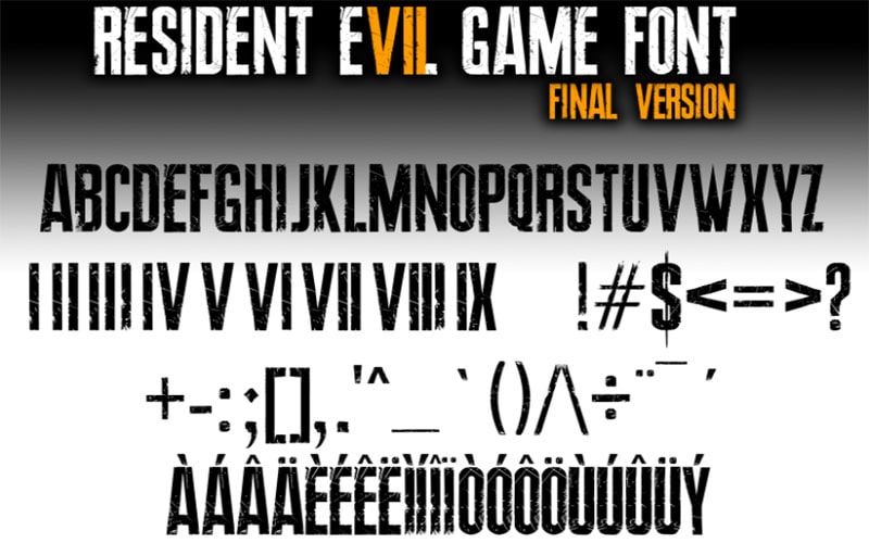Resident Evil 7 Font Free Download