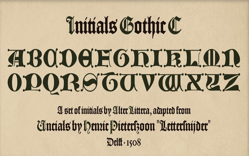 Initials Gothic C Font family Free Download